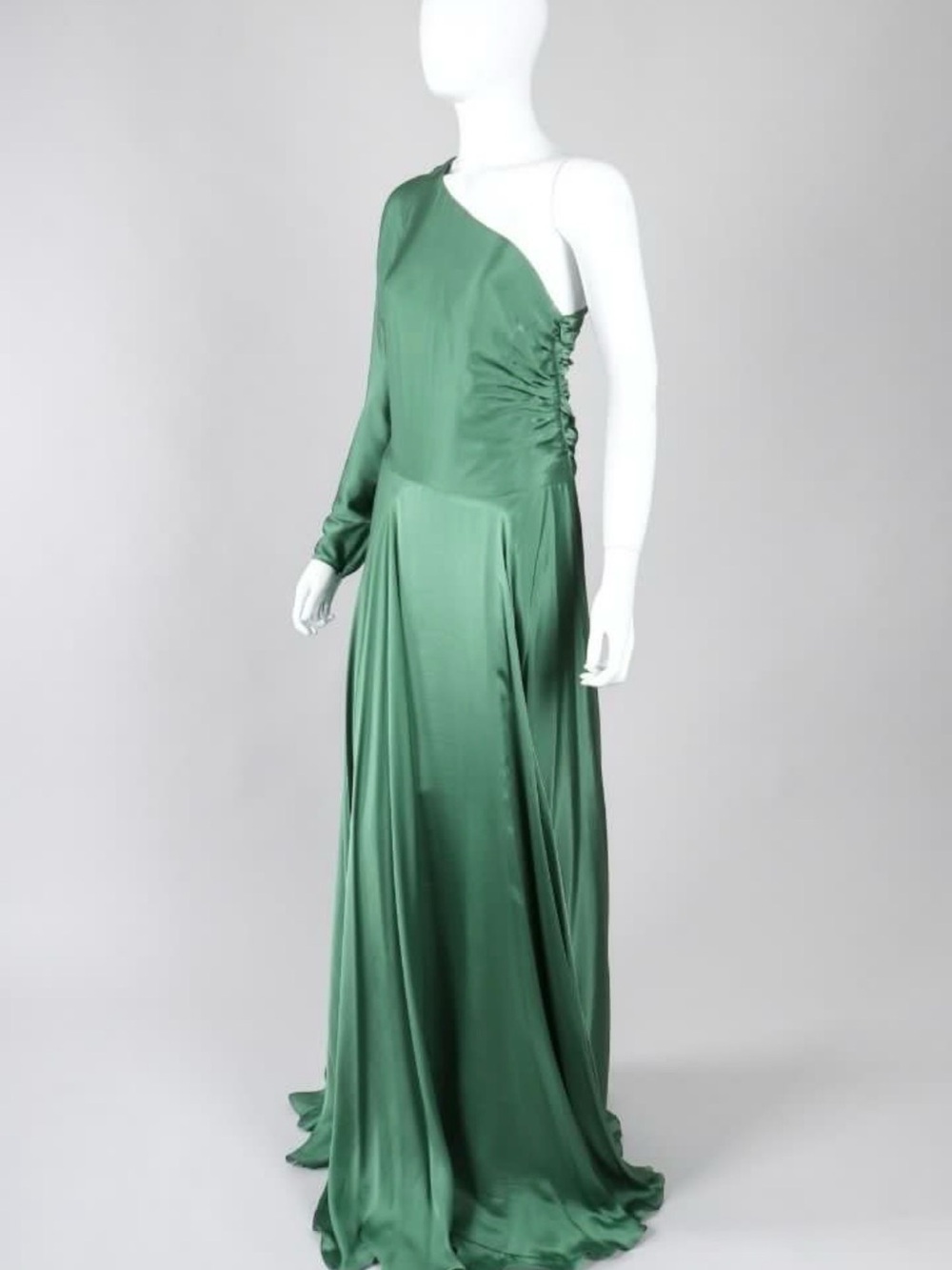 RALPH LAUREN PURPLE LABEL One Shoulder Draped Silk Dress